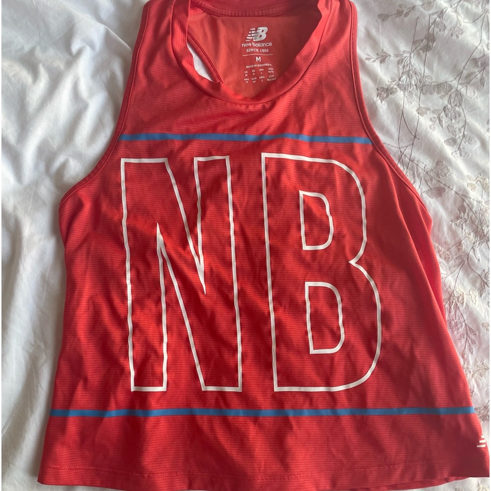New Balance Red Cropped Logo Running Tank